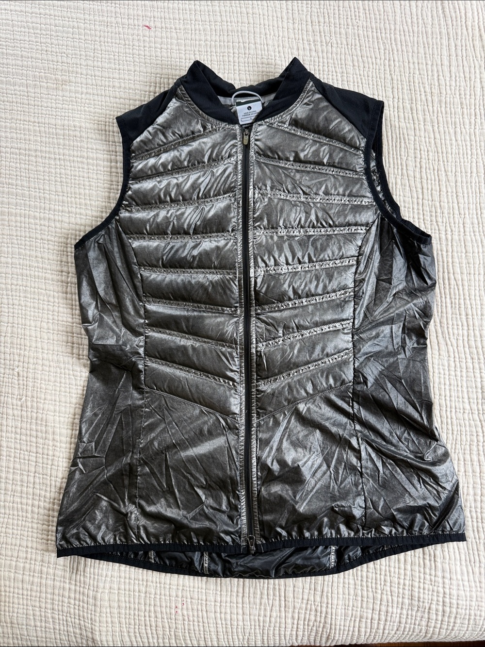 Nike Metallic Silver Quilted Sleeveless Vest